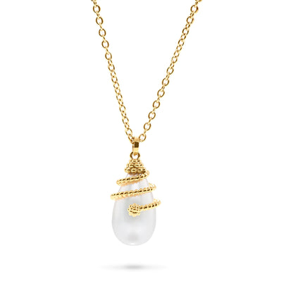 Capucine De Wulf Lily Drop 18" Necklace in White Glass Pearl