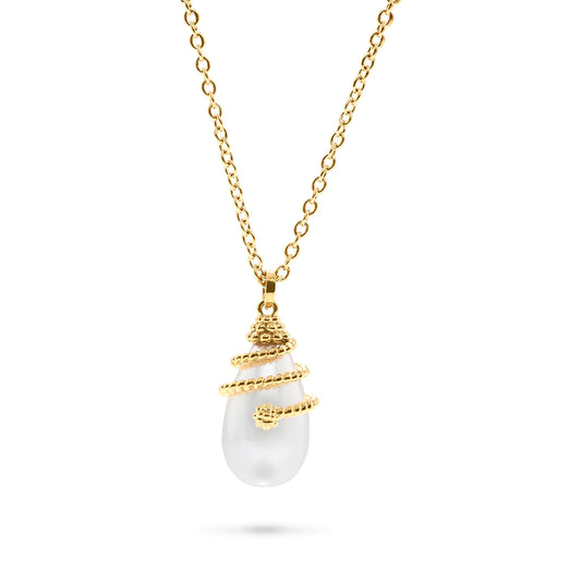 Capucine De Wulf Lily Drop 18" Necklace in White Glass Pearl