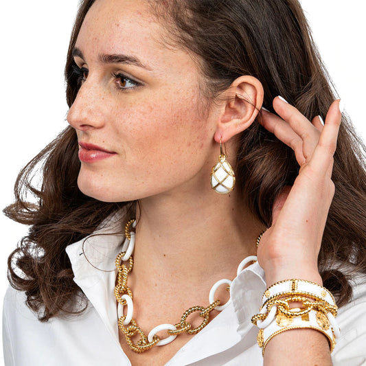 Capucine De Wulf Earth Goddess Drop Earrings in Resin White