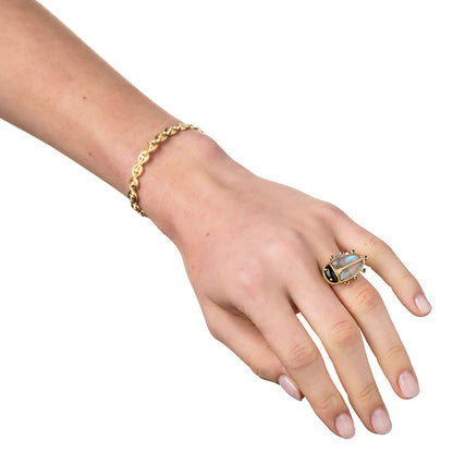 Capucine De Wulf Scarab Ring in Blue Lab/Black Agate, Size 7