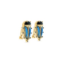 Load image into Gallery viewer, Capucine De Wulf Scarab Berry Clip Earrings in Blue Lab/Black Agate