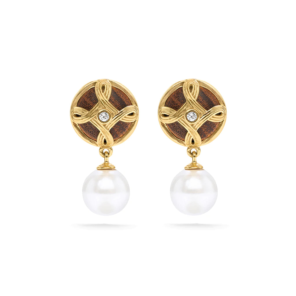 Capucine De Wulf Monique Drop Earrings in Pearl/Teak