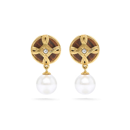 Capucine De Wulf Monique Drop Earrings in Pearl/Teak