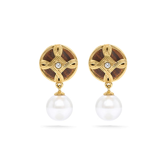 Capucine De Wulf Monique Drop Earrings in Pearl/Teak
