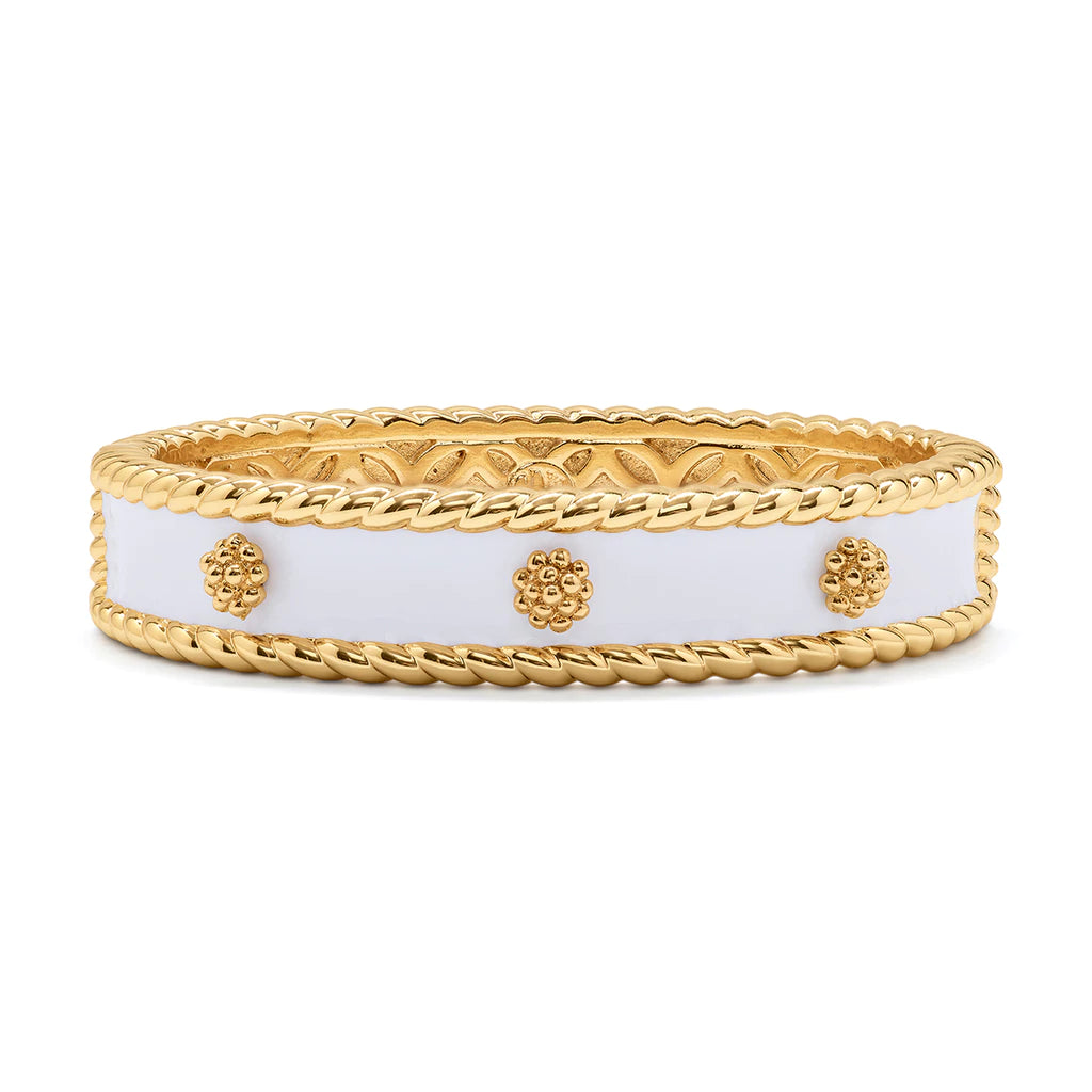 Capucine De Wulf Berry Enamel Small Hinged Cuff in White