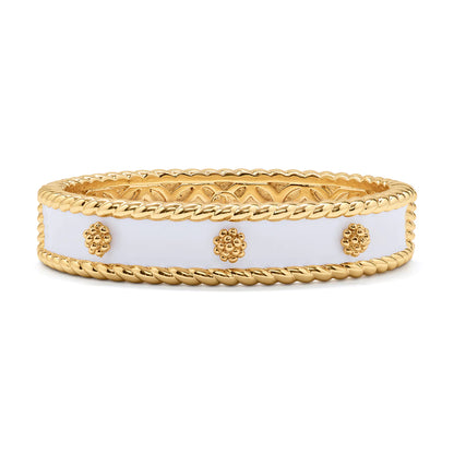 Capucine De Wulf Berry Enamel Small Hinged Cuff in White