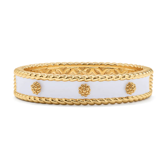 Capucine De Wulf Berry Enamel Small Hinged Cuff in White