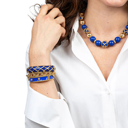 Capucine De Wulf Berry Small Hinged Cuff in Cobalt