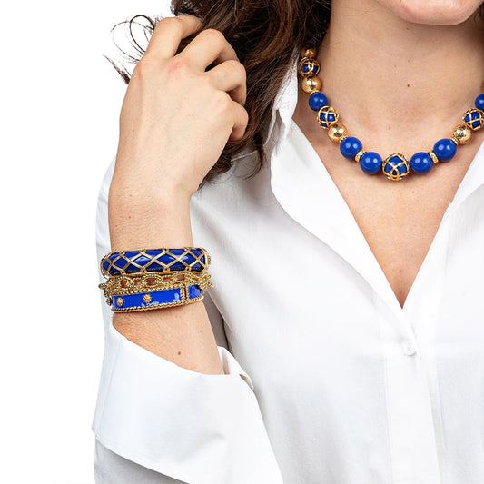 Capucine De Wulf Berry Small Hinged Cuff in Cobalt