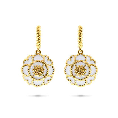 Capucine De Wulf Capucine Enamel Blossom Drop Earrings in White