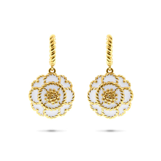 Capucine De Wulf Capucine Enamel Blossom Drop Earrings in White