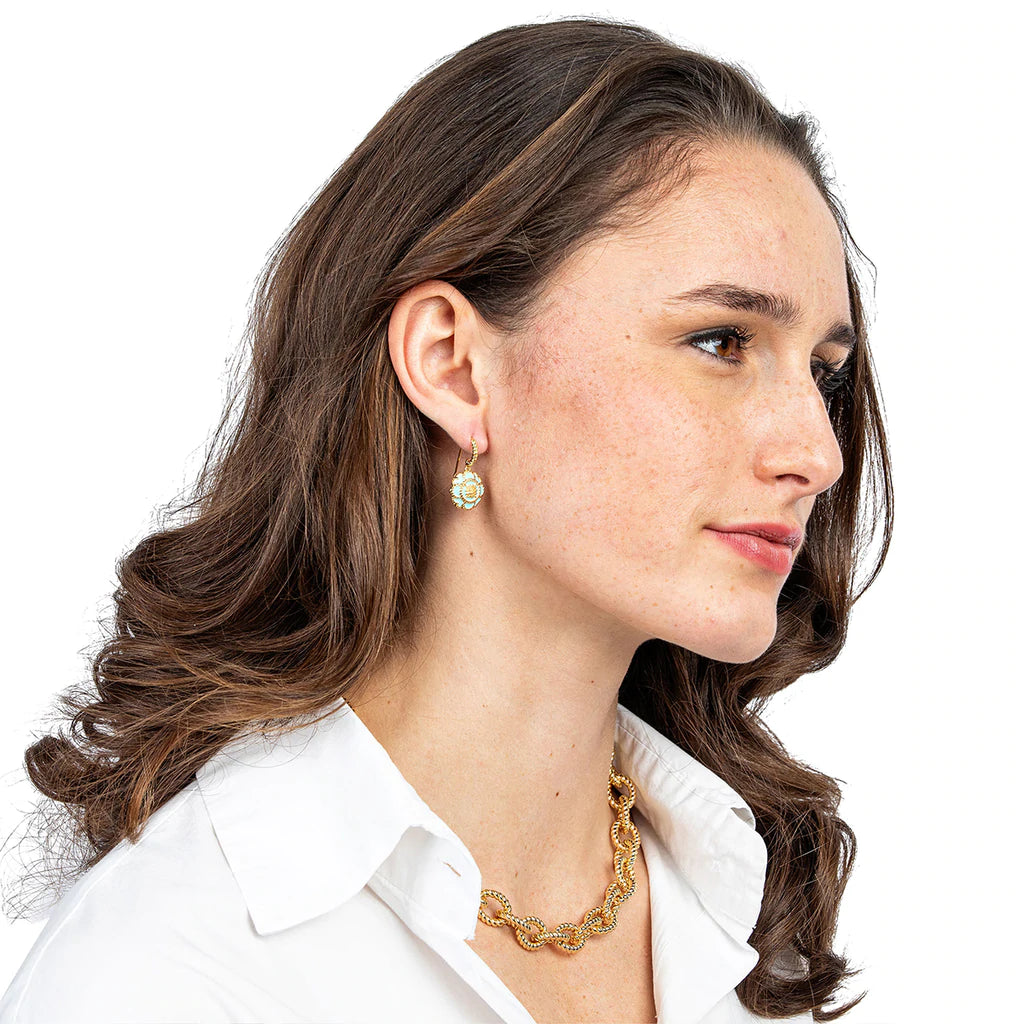 Capucine De Wulf Capucine Enamel Blossom Drop Earrings in Turquoise