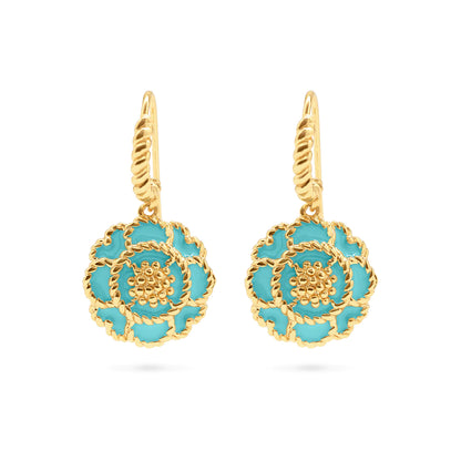 Capucine De Wulf Capucine Enamel Blossom Drop Earrings in Turquoise