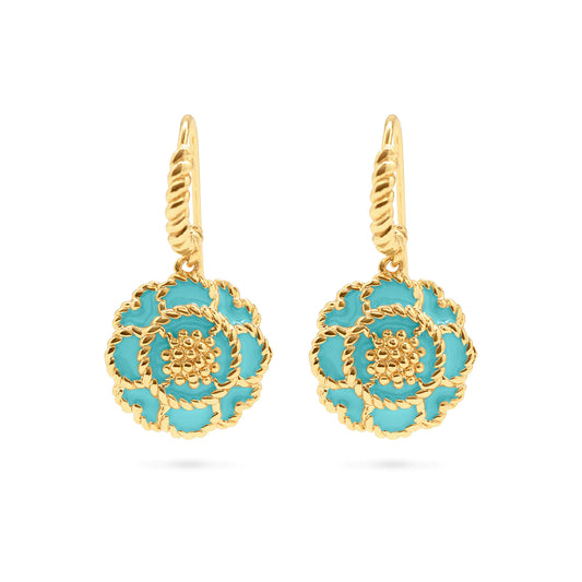 Capucine De Wulf Capucine Enamel Blossom Drop Earrings in Turquoise