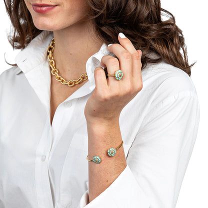 Capucine De Wulf Capucine Enamel Blossom Wrap Bracelet in Turquoise