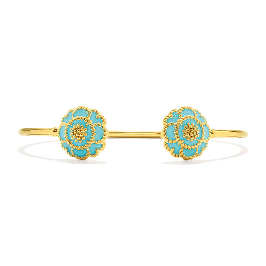 Capucine De Wulf Capucine Enamel Blossom Wrap Bracelet in Turquoise