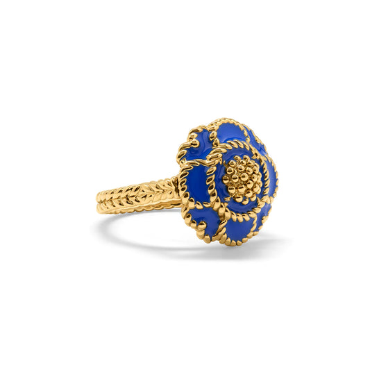 Capucine De Wulf Capucine Enamel Blossom Ring in Cobalt, Size 8