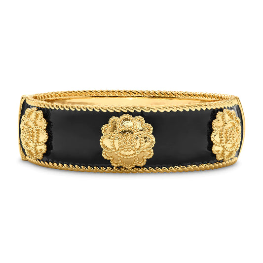 Capucine De Wulf Blossom Enamel Hinged Cuff in Black