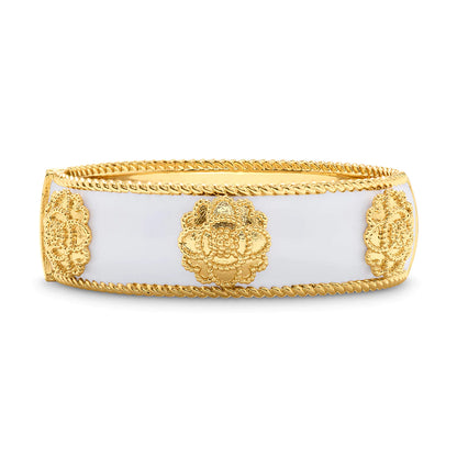 Capucine De Wulf Blossom Enamel Hinged Cuff in White
