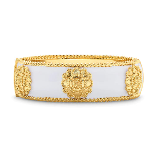 Capucine De Wulf Blossom Enamel Hinged Cuff in White