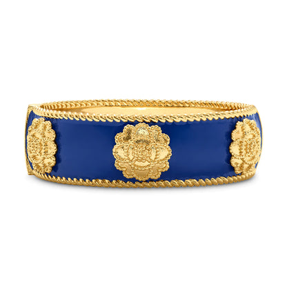 Capucine De Wulf Blossom Enamel Hinged Cuff in Cobalt