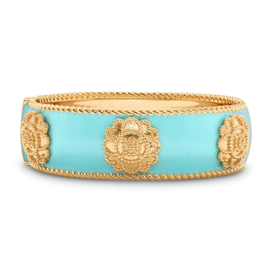 Capucine De Wulf Blossom Enamel Hinged Cuff in Turquoise