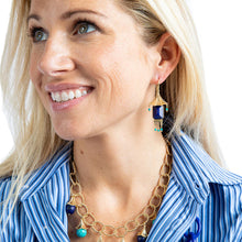 Load image into Gallery viewer, Capucine De Wulf Gem Pagoda Bead earrings Recon Lapis/Turquoise