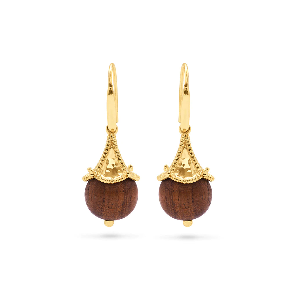 Capucine De Wulf Grand Pagoda Bead Earrings in Teak