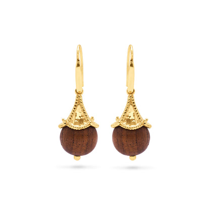 Capucine De Wulf Grand Pagoda Bead Earrings in Teak