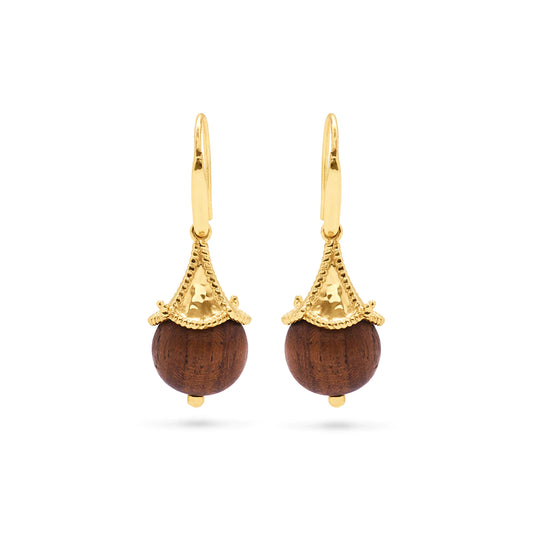 Capucine De Wulf Grand Pagoda Bead Earrings in Teak