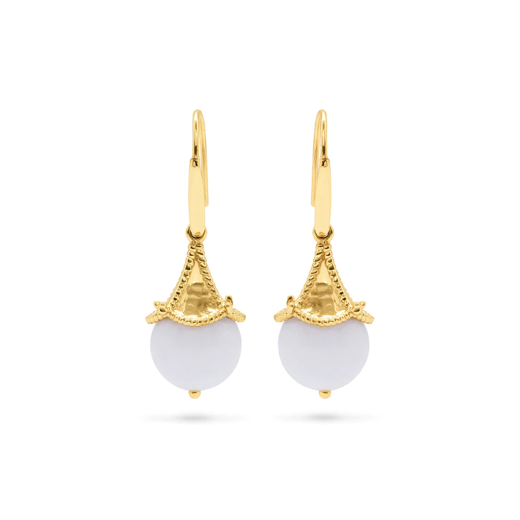 Capucine De Wulf Grand Pagoda Bead Earrings in White