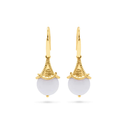 Capucine De Wulf Grand Pagoda Bead Earrings in White