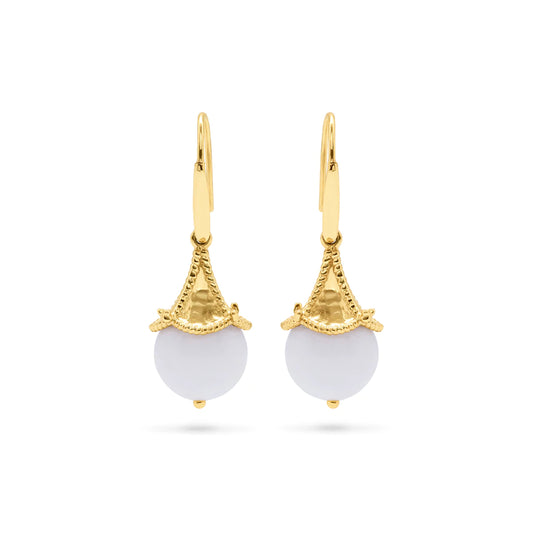 Capucine De Wulf Grand Pagoda Bead Earrings in White