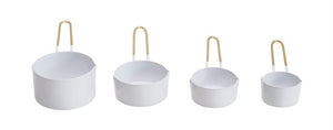 Enameled White with Gold Finish Measuring Cups