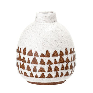 White & Terra-cotta Finish Stoneware Vase