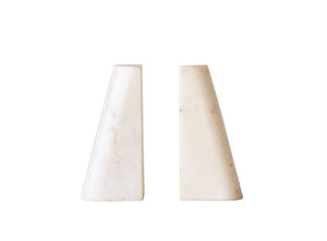 Set of White Marble Bookends