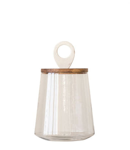 Glass Jar w/ Mango Wood and Marble Lid - Large