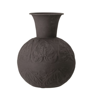 Black Embossed Metal Vase