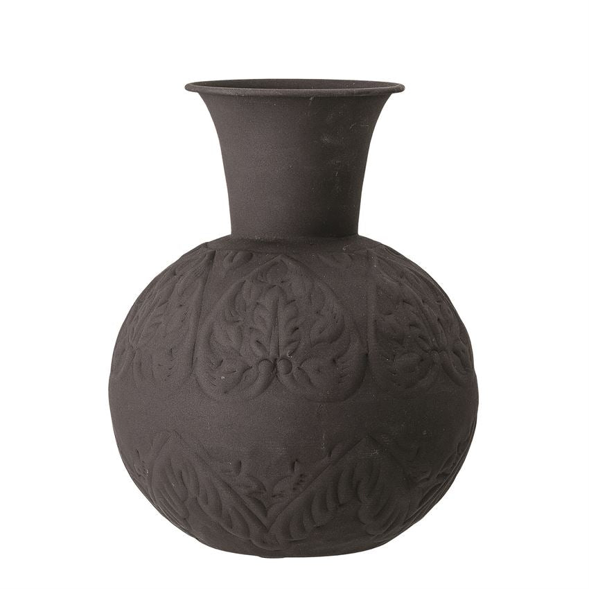 Black Embossed Metal Vase