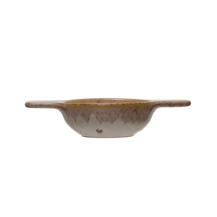 Stoneware Tea Strainer, Reactive Glaze, Cream Color