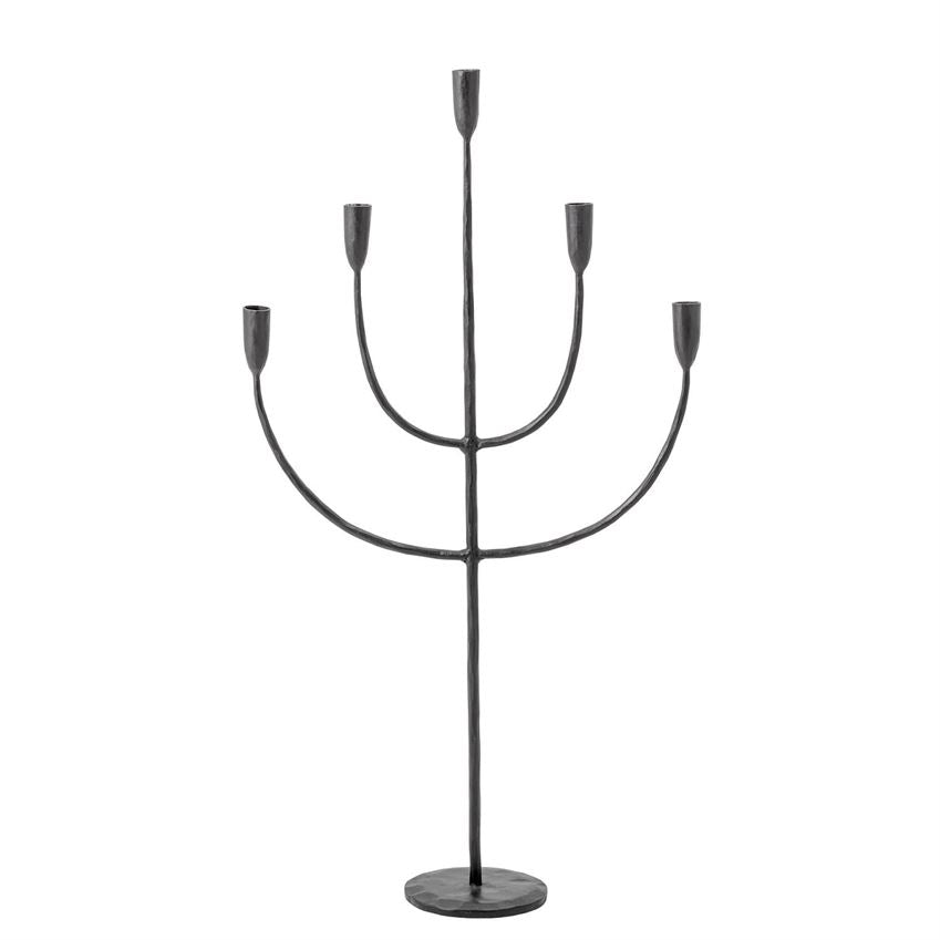 Hand-Forged Black Metal Candelabra Taper Holder