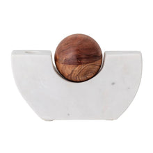 Load image into Gallery viewer, Marble Taper Holder w/ Wood Ball, White