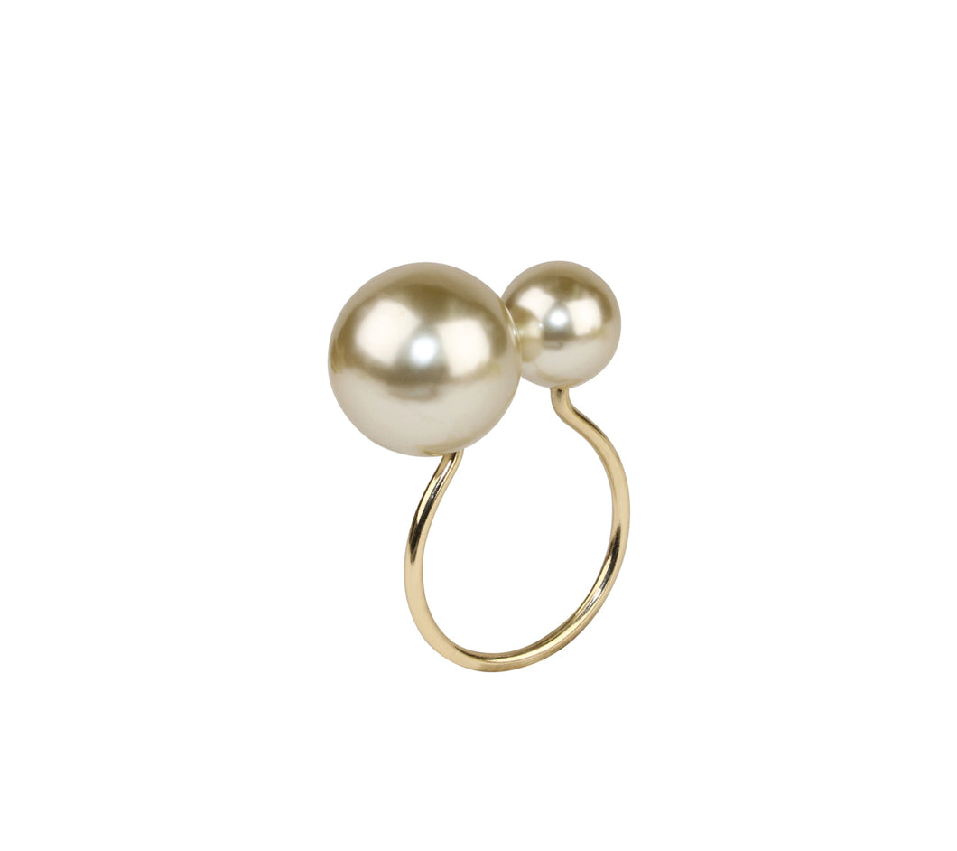 Kim Seybert Pearl Napkin Ring In Champagne & Gold - Set of 4