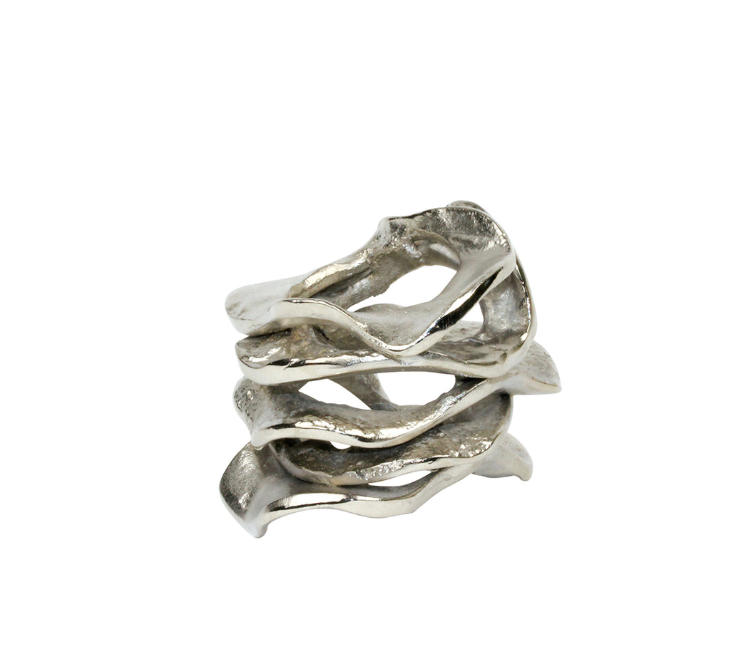 Set of 4 Kim Seybert Flux Napkin Ring in Silver