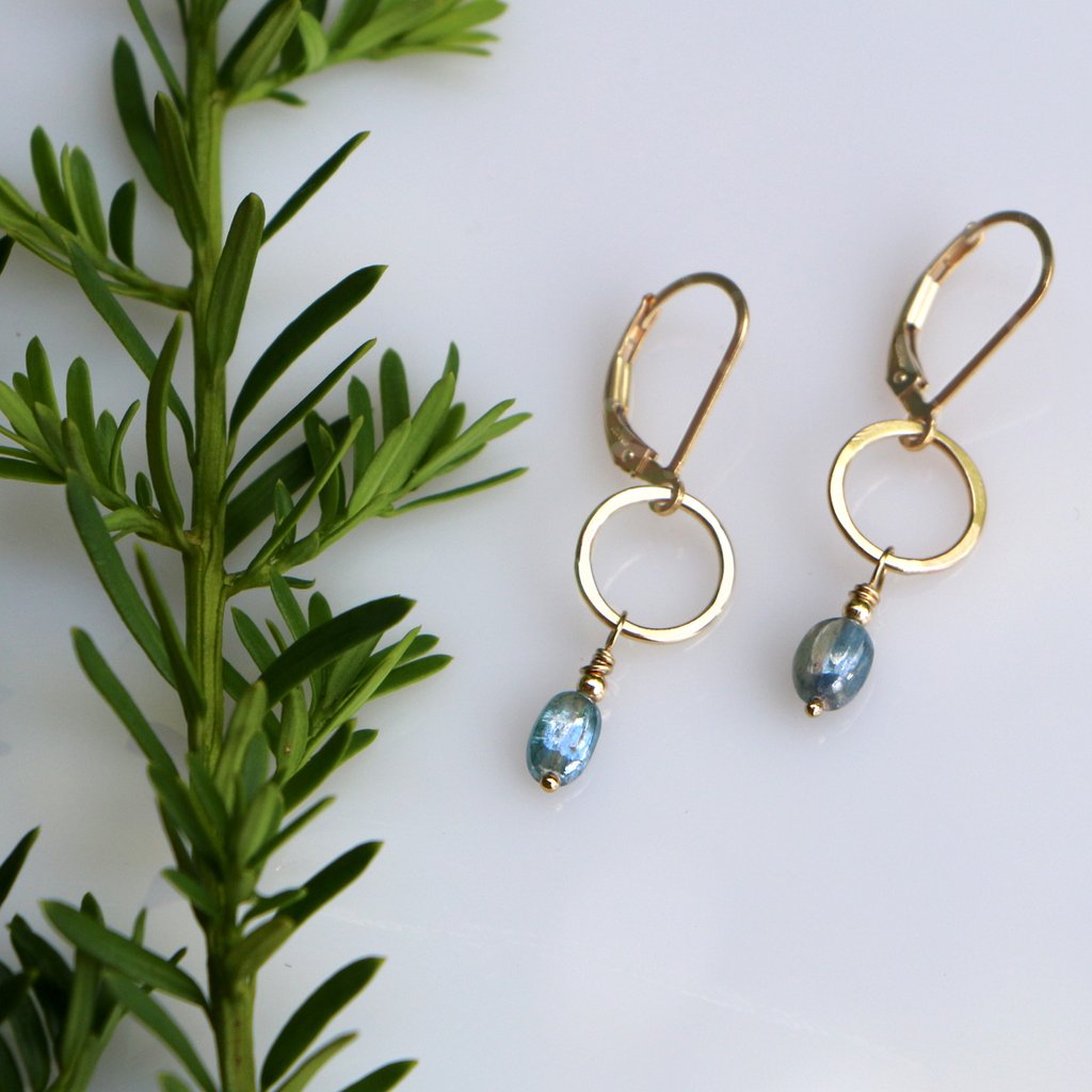 bloom earrings gold filled kyanite