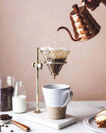 Farmhouse Pottery Brass and Marble Pour Over Stand
