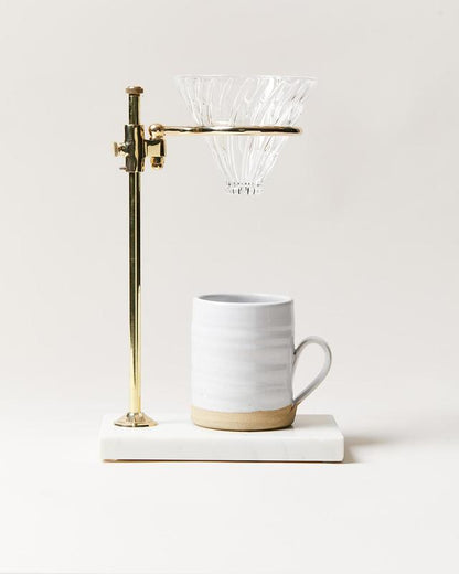 Farmhouse Pottery Brass and Marble Pour Over Stand