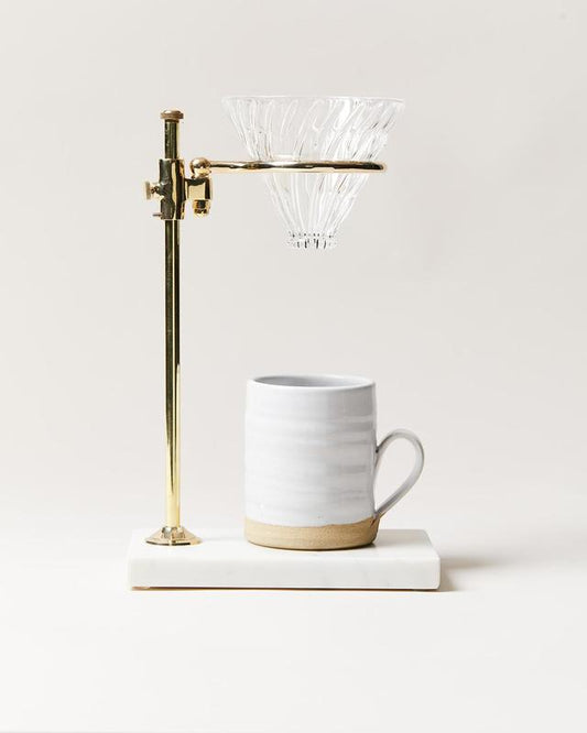 Farmhouse Pottery Brass and Marble Pour Over Stand
