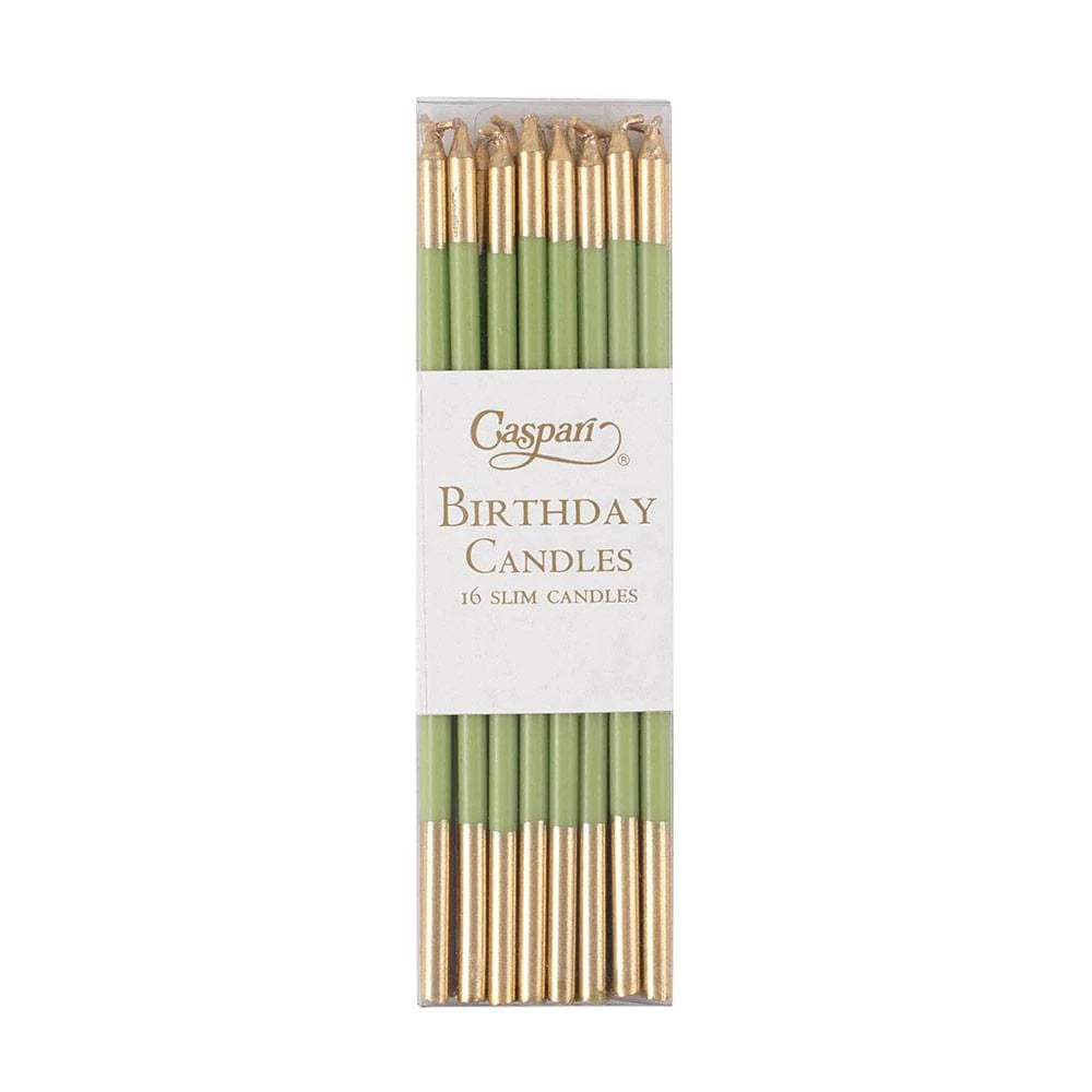 Slim Birthday Candles Moss Green and Gold