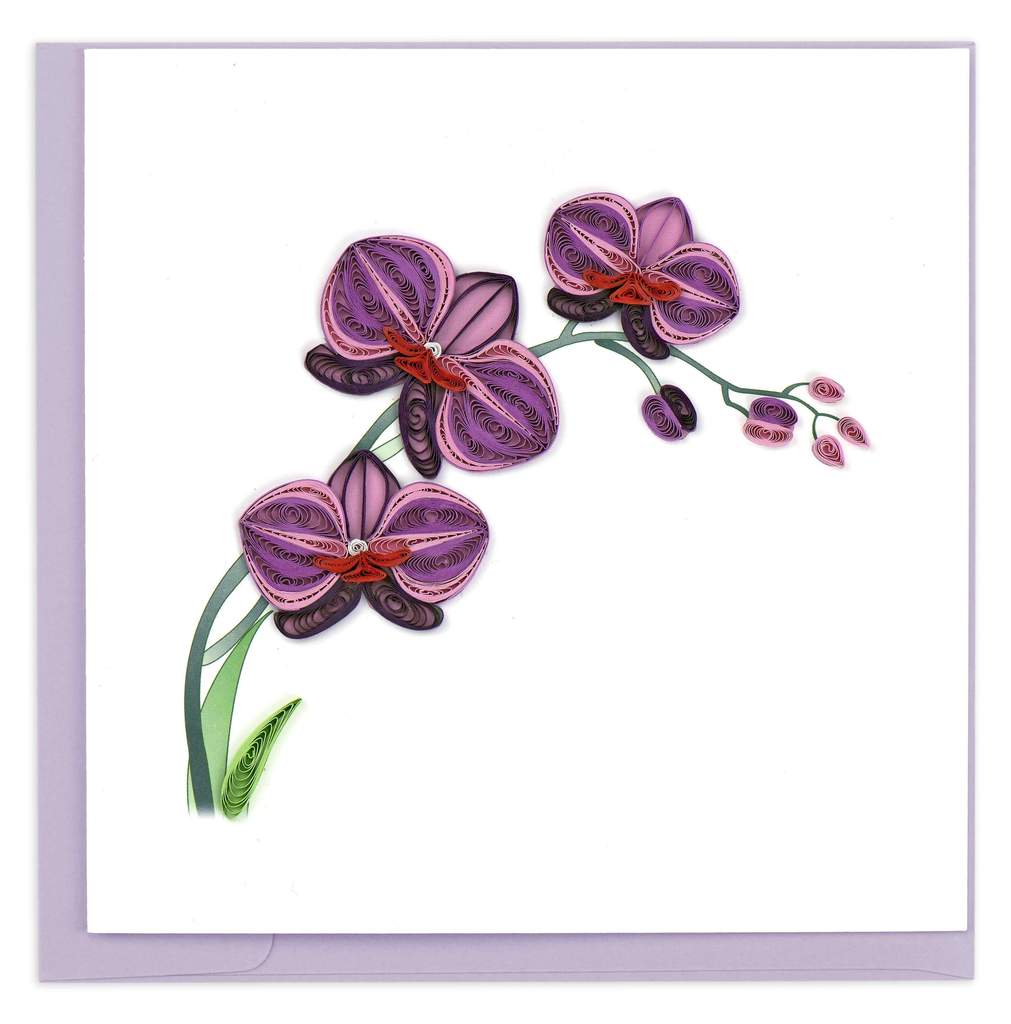 Quilling Card - Purple Orchid Greeting Card